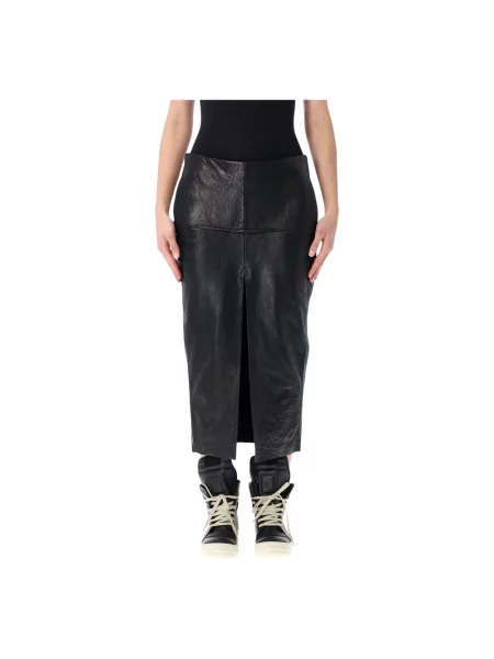Spódnica skórzana Rick Owens czarna