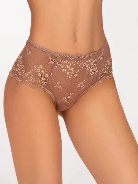 Кружевные трусики хипстеры коричневі