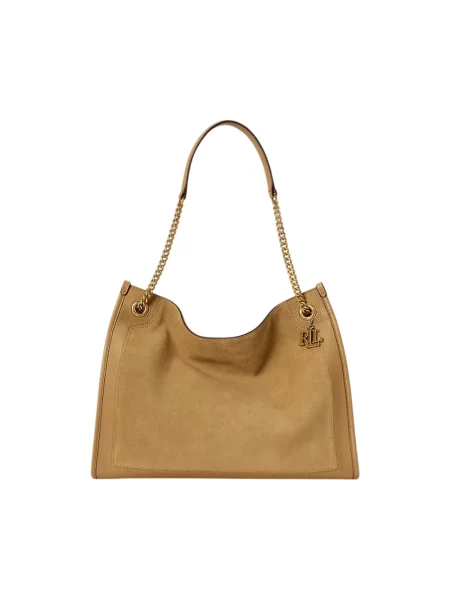 Lauren Ralph Lauren torebka shopper zamszowa beżowa