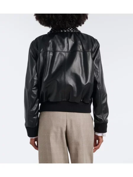 Geanta de piele Bottega Veneta negru