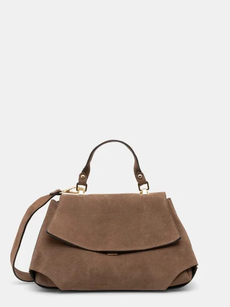 Answear Lab geanta de mana din piele intoarsa bej