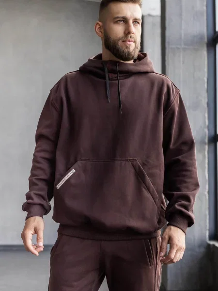 Мужское однотонное худи коричнева