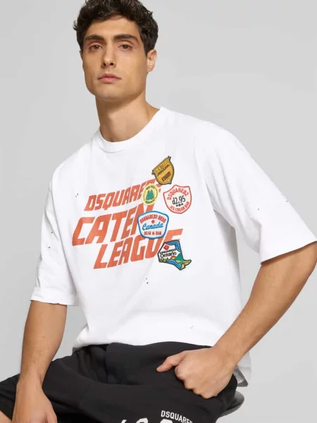 T-shirt o luźnym kroju z czystej bawełny Dsquared2 biała