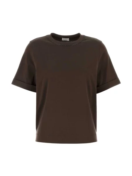 Koszulka Brunello Cucinelli z dżerseju brązowa