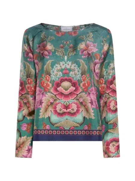 Bluză Pierre-louis Mascia cu model floral lungă verde