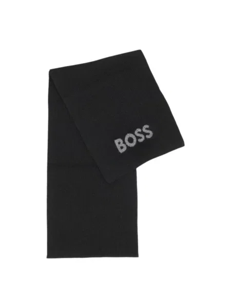 Dzianinowa szal Boss z nadrukiem czarna