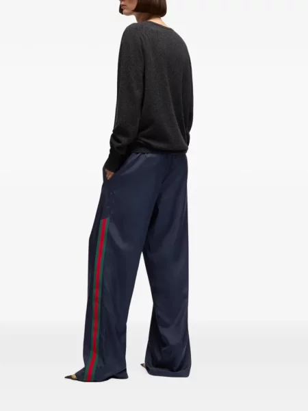 Selyem csíkos nadrág Gucci kék