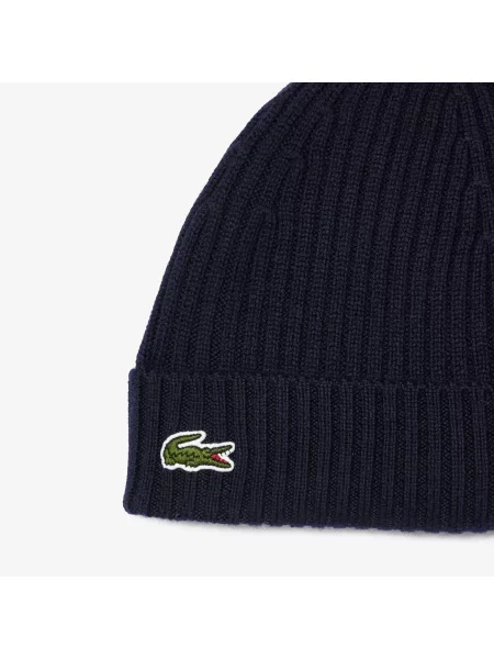 Lacoste Czapka Z Dzianiny Ściągaczowej granatowa