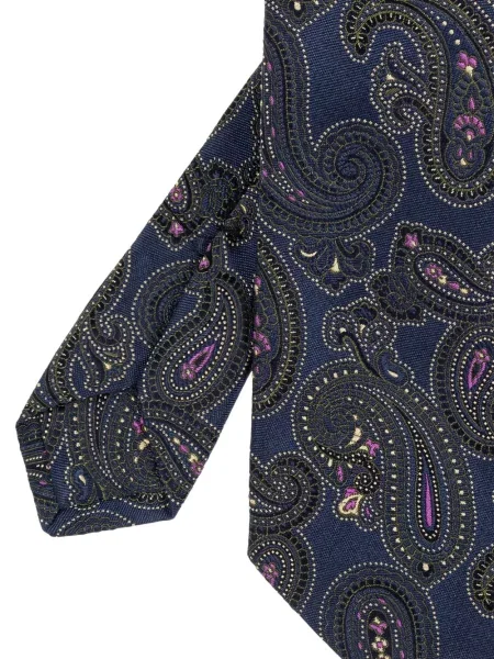 Cravată Etro de mătase cu imagine cu model paisley albastru