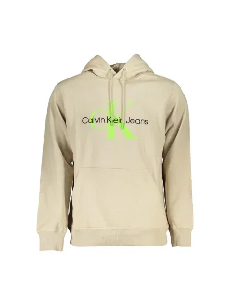 Bluza z kapturem Calvin Klein Jeans z kapturem beżowa