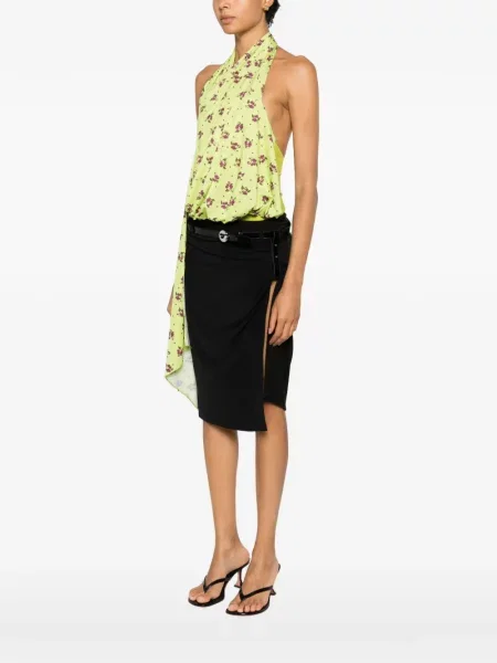 Body Coperni cu model floral cu imagine drapat verde