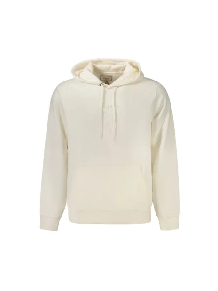 Długa bluza z kapturem Guess Jeans z długim rękawem biała
