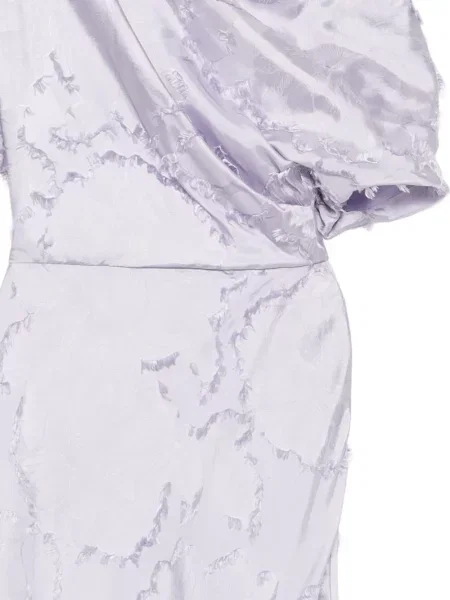 Rochie Amsale cu model floral din jacard violet