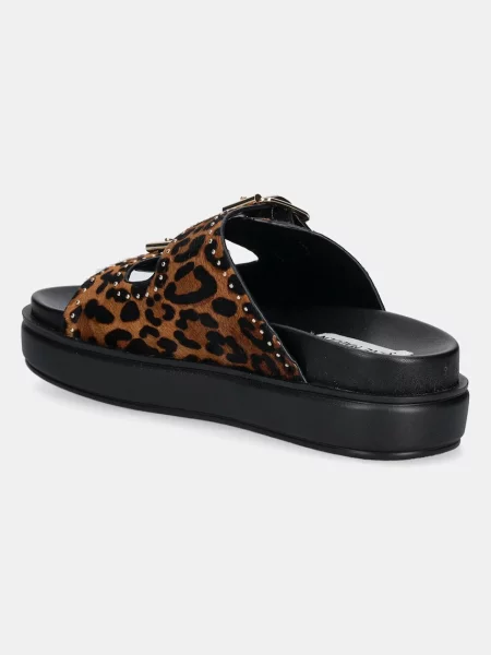 Кожаные шлепанцы Steve Madden на платформе коричневые