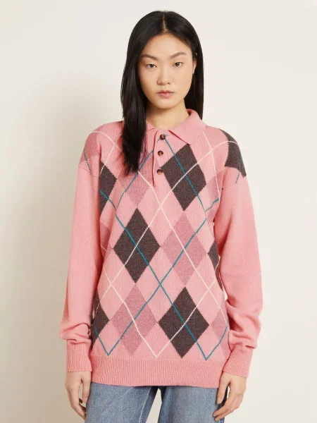 Jw Anderson Dzianinowa Koszulka Polo pink różowe