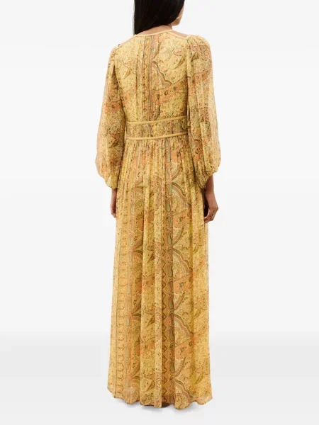 Rochie maxi Ba&sh cu imagine cu model paisley galben