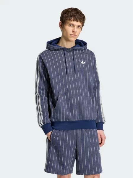 Adidas Μπλούζα Pinstripes Hoodie Σκούρο μπλε