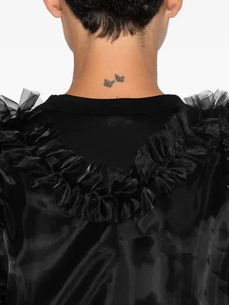 Top Noir Kei Ninomiya cu volane negru