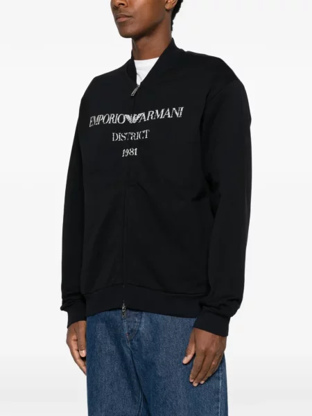 Суичър с цип Emporio Armani с принт синьо