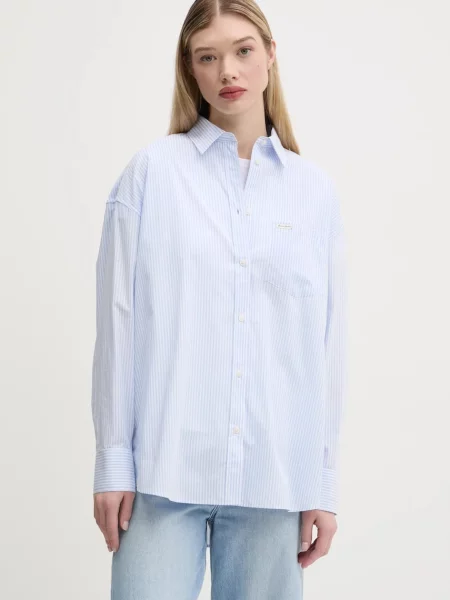 Guess Jeans koszula relaxed z kołnierzykiem klasycznym niebieski