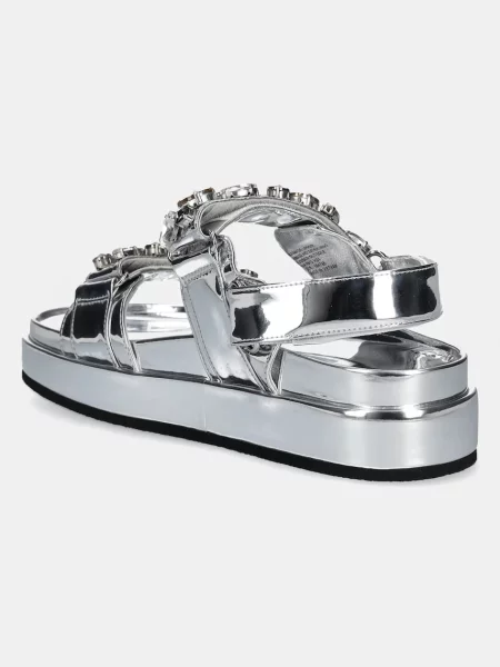 Sandály Tory Burch Kira Embellished Sport Sandal na platformě stříbrná
