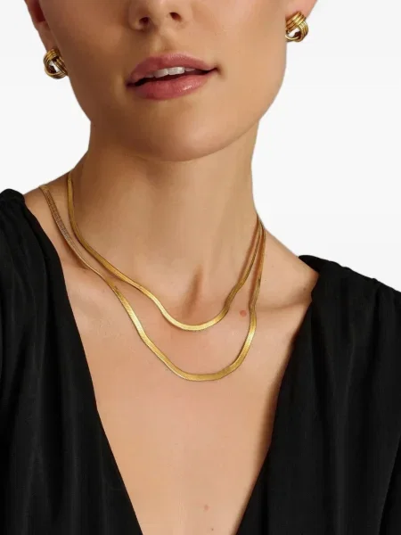 Колие Nialaya Jewelry със змийски принт златисто