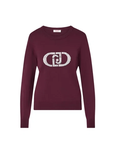 Dzianinowy sweter Liu Jo z logo fioletowy