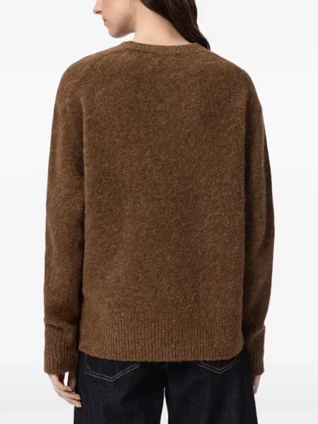 Pulover Allsaints cu decolteu rotund maro