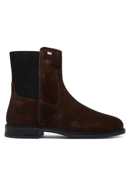 Tommy Hilfiger Sztyblety Enamel Flag Suede Ankle Chelsea brązowy