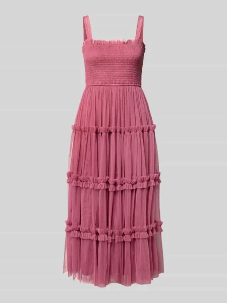 Sukienka koktajlowa do kolan z detale z marszczonego detalu Lace & Beads