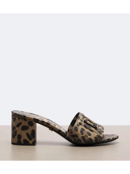Usnjene mules Dolce&gabbana s potiskom rjava