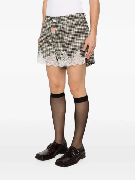 Карирани шорти Martine Rose с дантела черно