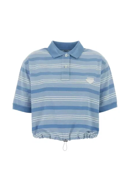 Haftowane polo Prada w paski niebieskie