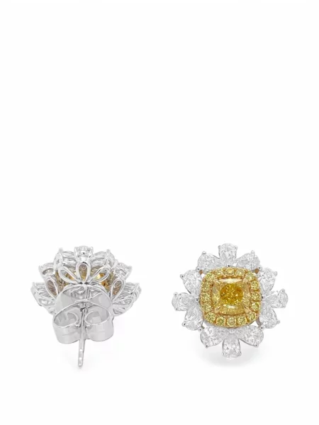 Cercei Hyt Jewelry cu model floral galben