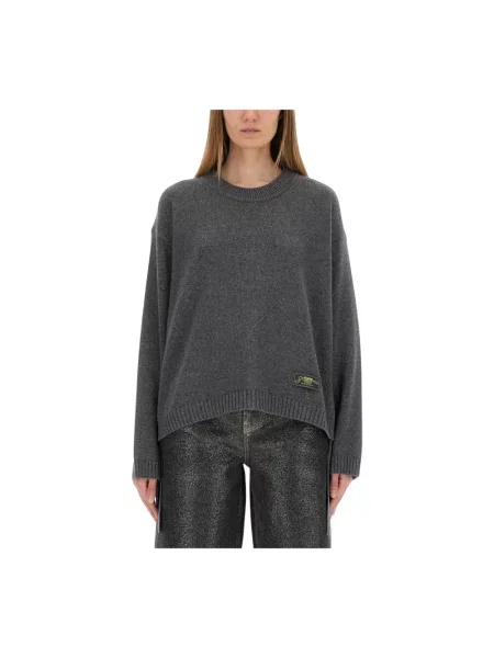 Dzianinowy sweter Ganni szary