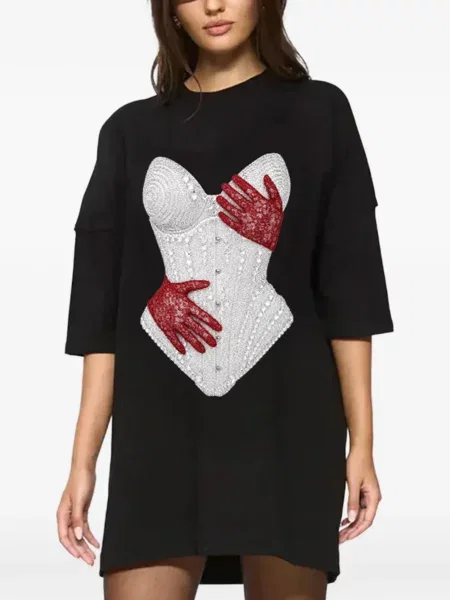 Rochie mini Hamza cu imagine negru