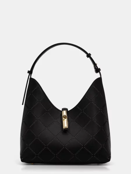 Furla torebka skórzana Goccia M Hobo czarna