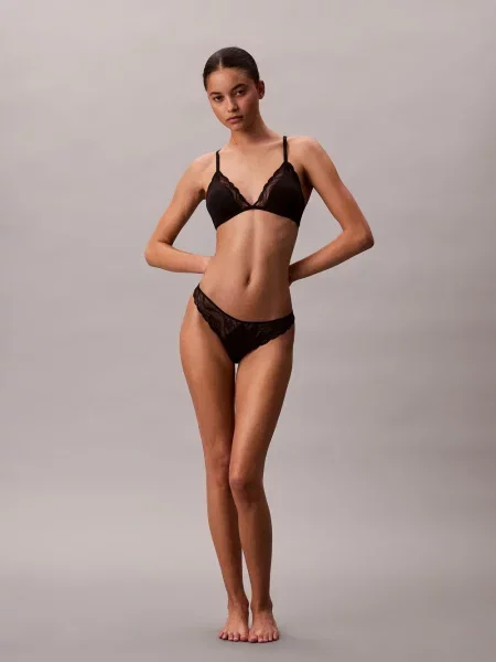 Calvin Klein Stringi Kobiety Sztuczne włókno jednolity S czarny