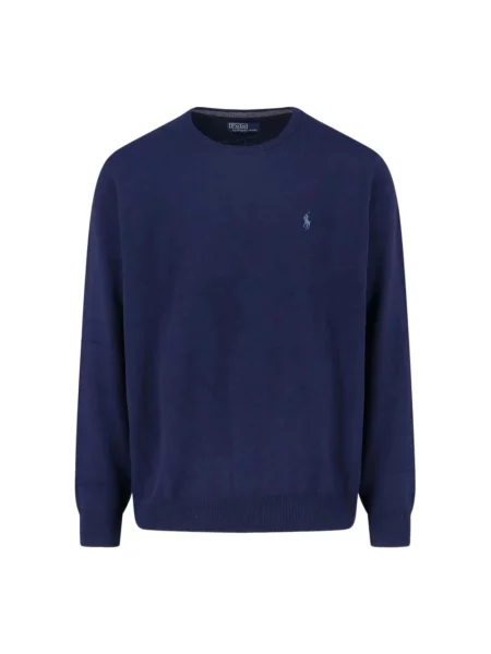 Sweter Ralph Lauren wełniany z logo niebieski