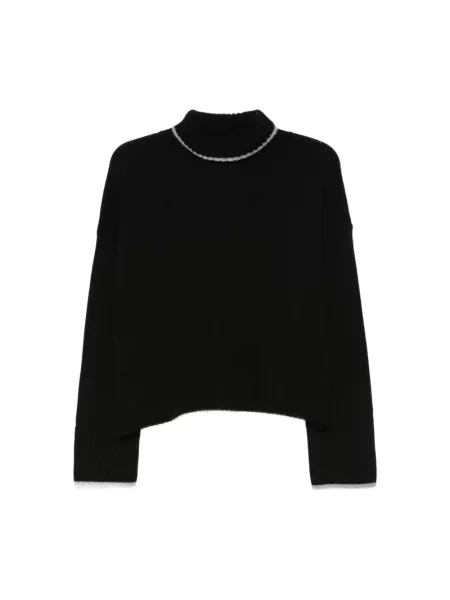 Lniany sweter Pinko czarny
