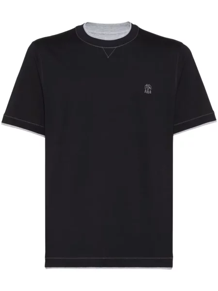 Tricou Brunello Cucinelli cu broderie negru