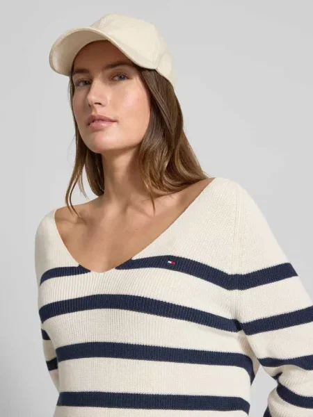 Regular Fit sweter dzianinowy z czystej bawełny Tommy Hilfiger biały