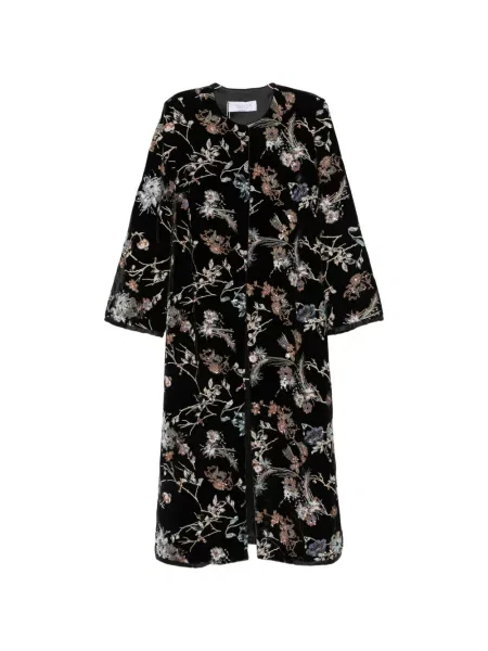 Palton De Santis cu paiete cu model floral negru