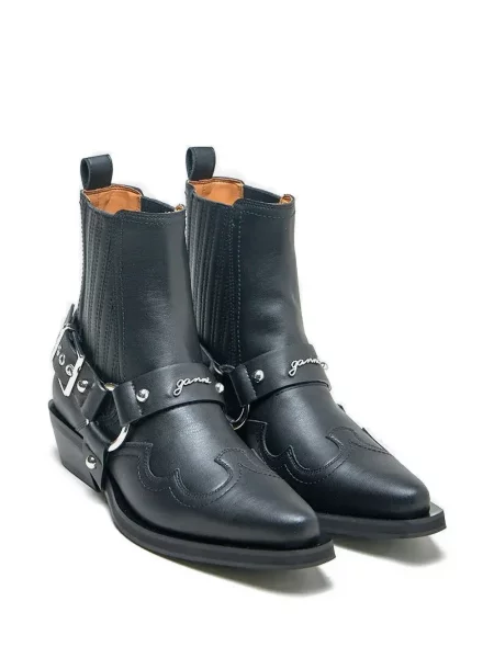 Botine Ganni cu cataramă cowboy negru