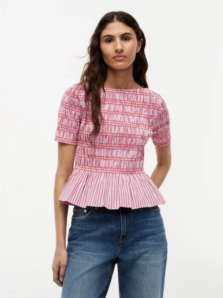 Tommy Hilfiger bluza s volanima za žene s pamukom siva