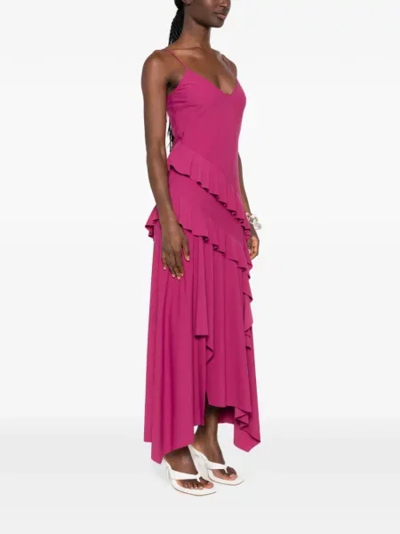 Rochie Love Moschino cu volane asimetrică roz