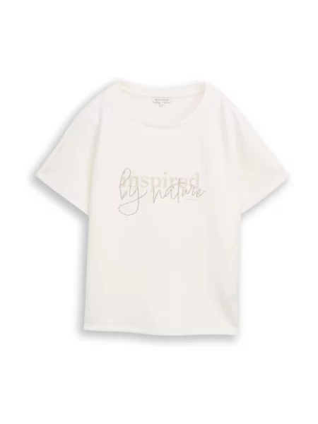 TOM TAILOR Tricou bej închis / gri taupe alb