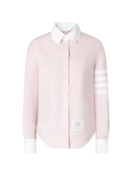 Cămașă Thom Browne cu dungi din țesătură twill roz