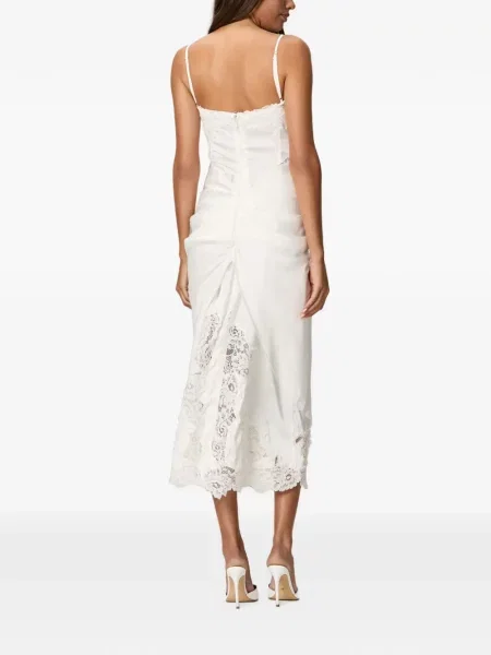 Rochie midi Norina St cu volane din dantelă alb
