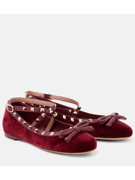 Balerini Valentino Garavani de catifea bordo